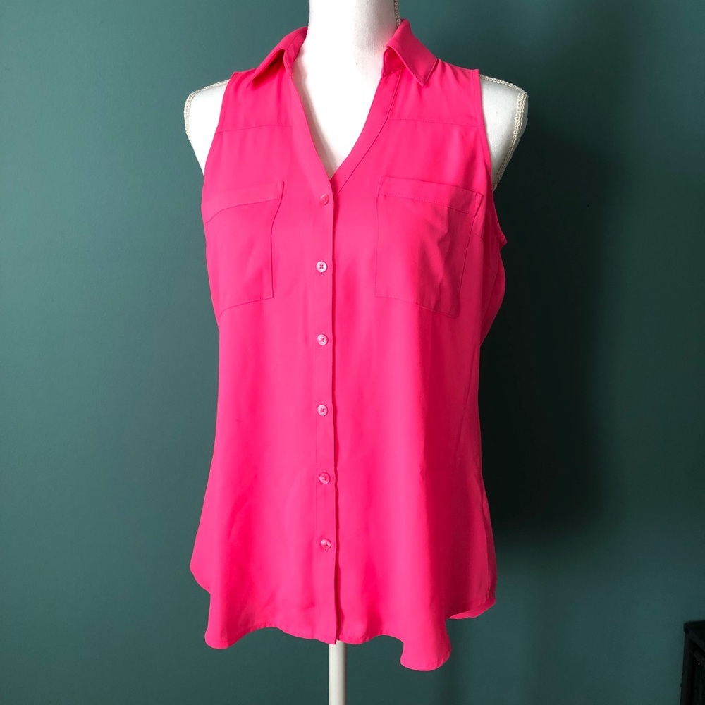 Hot Pink Express Sleeveless Portofino Shirt